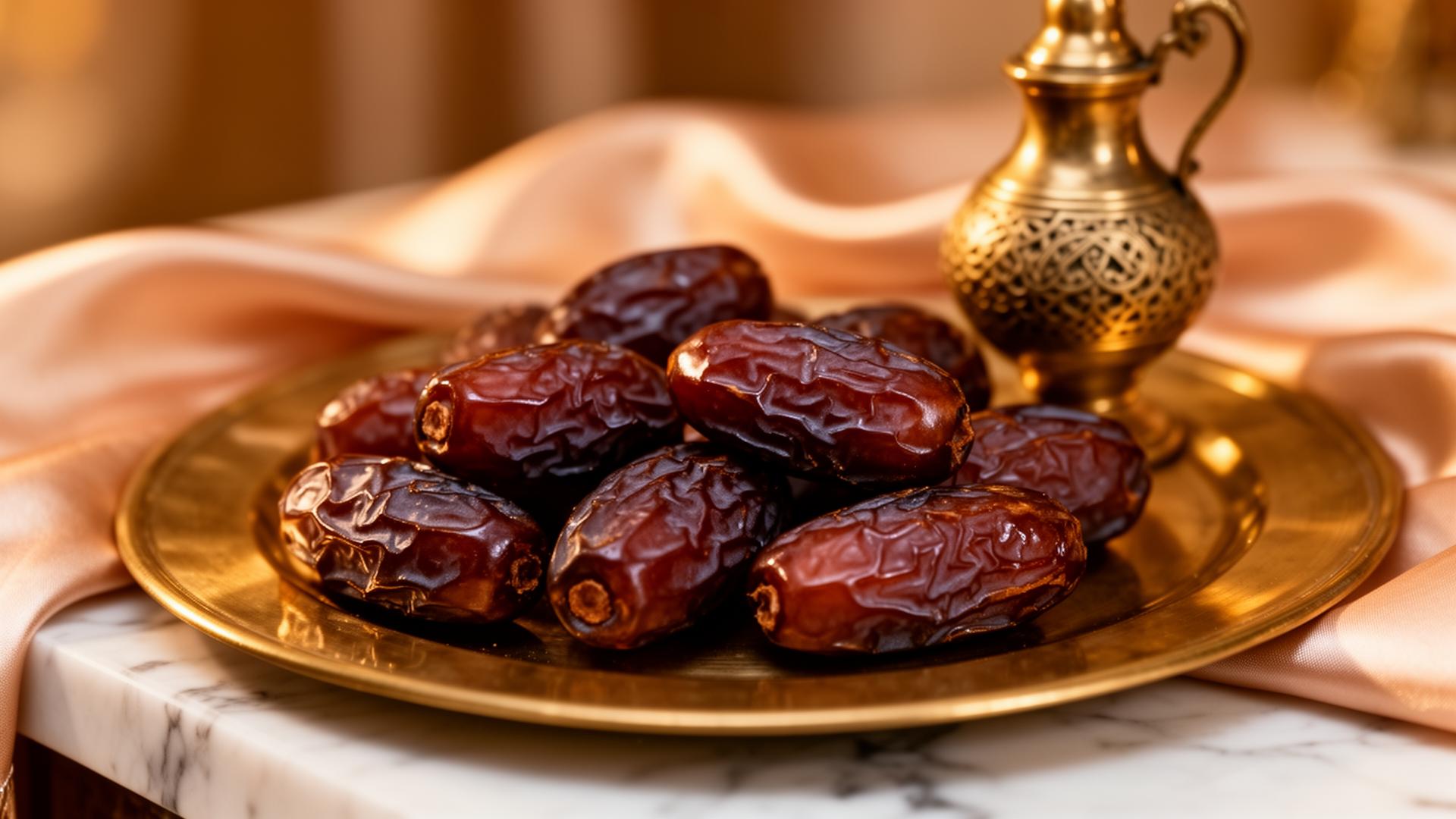 Premium dates on a brass tray